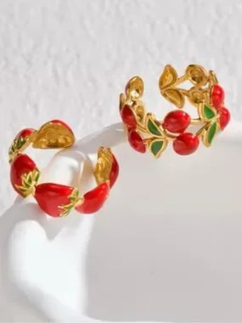 Enamel strawberry Cherry ring Berry ring